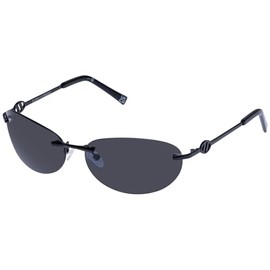 Le Specs SLINKY Unisex Sunglasses Oval Frame Shape with UV Protection, Smoke Mono/Matte Black