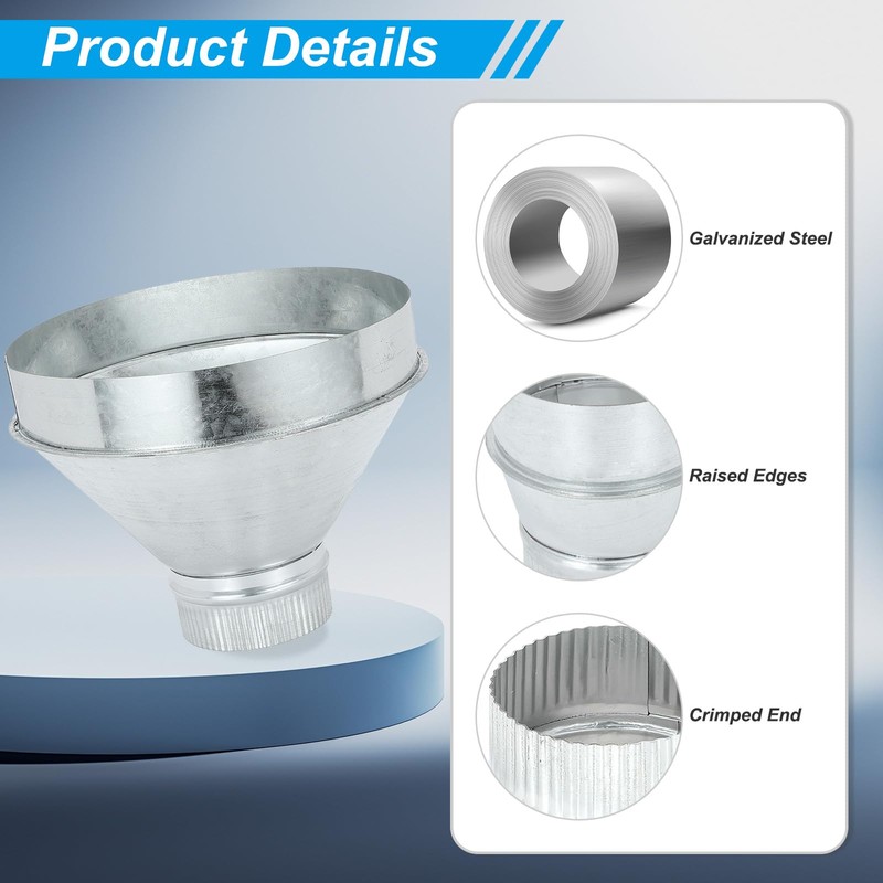 PATIKIL 10 Inch to 4 Inch Duct Reducer, Galvanized Steel