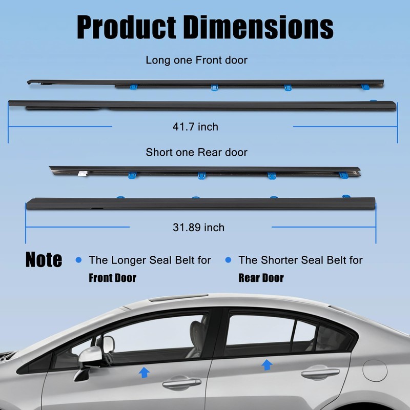 GEATaaT 4Pcs Weatherstrip Window Moulding Trim Seal Belt Compatible with