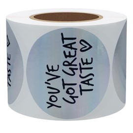 Hybsk 2 Inch You've Got Great Taste Tiny Holographic Stickers for Handmade Bakery Wedding Total 300 Labels per Roll