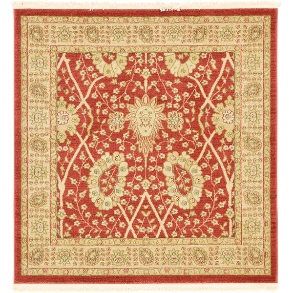 Unique Loom Edinburgh Collection Oriental Traditional French Country Red Square Rug (4' 0 x 4' 0)