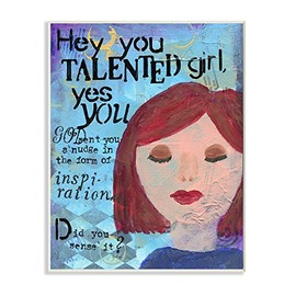 Stupell Industries Hey Talented Girl Inspirational Painted Wall Plaque, 10 x 15, Multi-Color