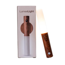 LumeeLight Motion Sensor Night Lights, Magnet Body Hallway Rechargeable LED Wireless Wall Sconces, Portable Decor Battery Powered Indoor Torch Lighting for Bedroom (Walnut 2PCS)