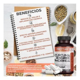 Cúrcuma Jengibre Y Moringa Prettan 600mg 90 Caps 2 Frascos Suplementos                                                                                