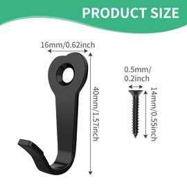 10Pcs Coat Hooks, Black Single Prong Metal Hooks with 10 Screws, Door Robe Hook for Hanging Towel Clothes Hat Key, Wall Mounted Hook for Hanging in Bathroom Kitchen Cupboard Entryway