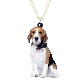 NEWEI Acrylic Sitting Beagle Dog Necklace Chain Pendants Choker Trendy Animal Pet Charm Jewelry for Women Gifts