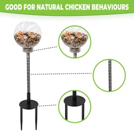 MinrzPet 4 Pack Chicken Treat Dispenser, Chicken Enrichment Toys with Spring and Ground Stake, Feeder for Coop, Coop Accessories for Hens, Geese, Ducks, Turkeys, Other Poultry