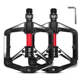 RUNYU Bicycle Pedals MTB Pedals with Reflectors 9/16 Inch 3 Sealed Bearings Bicycle Pedals Aluminium Non-Slip Platform Pedals for Mountain Bike, BMX, E-Bike, Road Bike
