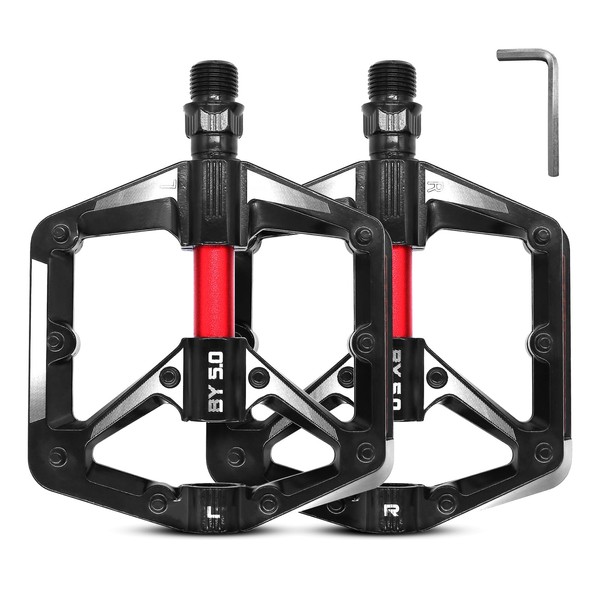 RUNYU Bicycle Pedals MTB Pedals with Reflectors 9/16 Inch 3