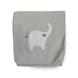 Socksmad 2 Pack Baby Blankets - 100% Soft Cotton with Embroidery - Cot, Crib, Moses Basket & Pram Cellular Blanket - Baby Blanket for Newborn - Baby Essentials for Newborn Baby Girl - Grey Elephant