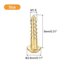 TA-VIGOR 20Pcs Self Tapping Screws, M1.6 Phillips Pan Head Screw, 8mm Round Head Slotted Tapping Screws, Brass Machine Wood Fasteners Bolts for Wood, Drywall, Furniture, Repairing