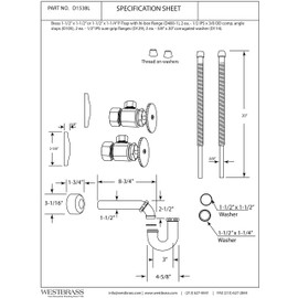 Westbrass Standard Pedestal Lavatory Kit with Round Handles, Polished Brass, D1538L-01