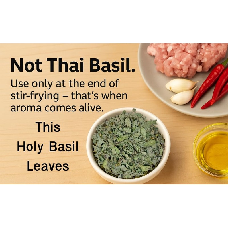 Hida Beauty Dried Thai Holy Basil Leaves 30g Whole Leaves
