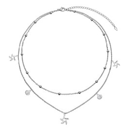 HOOHWE S925 Sterling Silver Starfish Shell Layered Choker Necklace for Women Delicate Chain Jewellery Gifts for Mum, Sterling Silver, No Gemstone