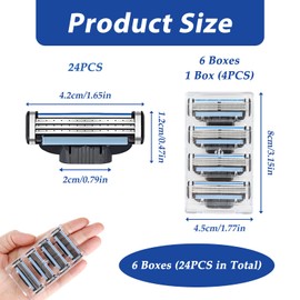 Pack of 24 Mach3 Razor Blades for Razors, Razor Blades Refills Replacement Blades for Wet Razors Men with Triple Blade System, Durable and Skin-friendly Precision Blades