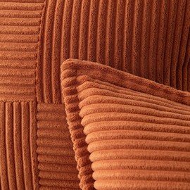 2 Packs Throw Pillow Covers Corduroy,Decorative Lumbar Pillow Covers, JOMWEN Super Soft Boho Striped Cushion Covers for Couch Bed Sofa Livingroom (Rust, 50 x 30 cm)