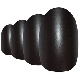 Bling Art Oval False Nails Black Silver French Manicure Fake Medium Tips with Glue