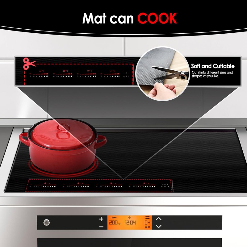 KitchenRaku Induction (Magnetic) Cooktop Protector Mat, Black, 20.4x30.7in