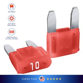 CARAX Glow Fuse – Premium Fuse Mini Blade – 10A Kit 1 pcs – Glow When Blown LED Automotive Fuse – Smart Auto Glow Fuse Easy Identification – 1 pcs.