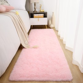 Chicrug Soft Runner Rug for Bedroom Living Room Plush Fluffy Rug 2x6 Feet, Shag Furry Area Rug Carpet Non Shedding for Nursery Children Kids Girls Room Home Decorative, Pink