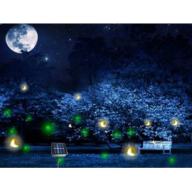 Wskvlcg Solar Powered Firefly Lights, 9 LED Firefly Automated Pulsating String Light Chasing Firefly Lights Lantern Solar Outdoor Waterproof(2 Pack)