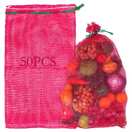 Prasacco 50 Pcs Mesh Produce Bags, 31 x 20 Inches Extra Large Produce Storage Bag Reusable Mesh Bags for Vegetables Breathable Sacks with Drawstring for Onions Potatoes Citrus Crawfish (PP+Polyester)