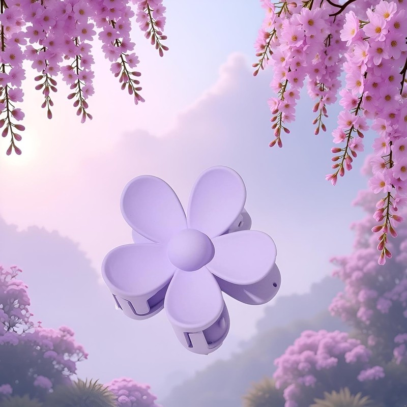 1 Purple Hair Claw - Flower Shaped Plastic Jaw -