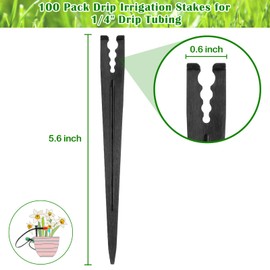 Gardrip 100 Pieces Drip Irrigation Support Stakes for 1/4 Inch Tubing: 1/4'' Drip Tube Holder Stakes for Irrigation Hose Emitter Support Greenhouse Garden Vegetable Flower Beds Herbs Growing