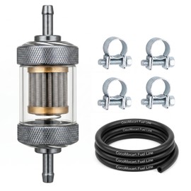 3/16" 6mm Universal Inline Fuel Filter, High Strength PC Clear View Fuel Filter with Stainless Steel Mesh for Motorcycle ATV Dirt Bike Classic Bike Small Gasoline Engine Silver