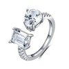 通用 Eternity Rhodium Plated Solid Silver Two Stone Engagement Ring