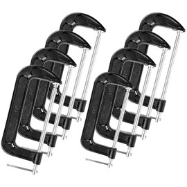 MYFAMIREA 8 Pcs C Clamp 8 Inch Heavy Duty Steel C Clamp Set Cast Iron Frame Sliding T-Handle More Stability Massive Clamps for Woodworking, Welding, Building, Automotive Applications (Black)
