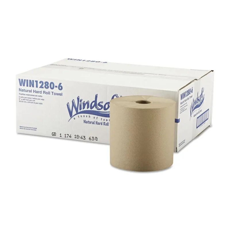 Windsoft 12806 Brown Kitchen Roll Towels 8" X 800ft 1-Ply