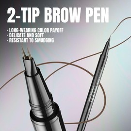 Eyebrow Pencil - Eyebrow Pen - Microblading Eyebrow Pen 2-In-1 Dual-Ended With 2-Fork-Tip And Precise Brush-Tip - Waterproof Brow Pencil Last All-Day Long Lasting - Natural Eye Brow Create（Dark Brown）