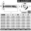 XRXYMQ 60 Pcs Self Drilling Screws M6.3 x 32 mm