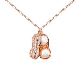 Hiqmic 925 Sterling Silver Peanut Opal Pendant Necklace Fashion Zirconia & Yellow Gold Plated Jewelry Gifts for Women, 16"_WK99055 Rosegold