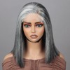 soul lady Salt And Pepper Straight 5x5 Bob Wig For