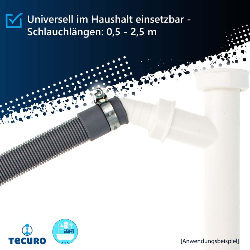 tecuro Drain Hose Extension 1.0 m Complete Set Including Hose