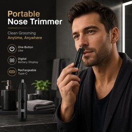 Rechargeable Nose Hair Trimmer for Men & Women – Type-C Electric Grooming Tool for Nose, Ears & Brows
