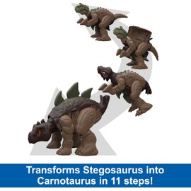 Jurassic World Dinosaurio de Juguete Doble Peligro Carnotaurus a Stegosaurus para niños de 6 años en adelante