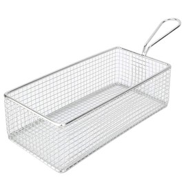 Stainless Steel Colander Strainer Rectangle Mesh Oil Basket French Fries Holder Fried Food Table Serving Drainer Sink for Baking, Pasta, Rice, Flour Vegetable, Tea Sifter