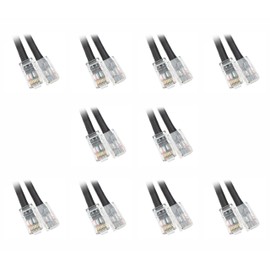 10-Feet Cat6 Black Ethernet Patch Cable, Bootless - Pack of 10 (CNE14648)