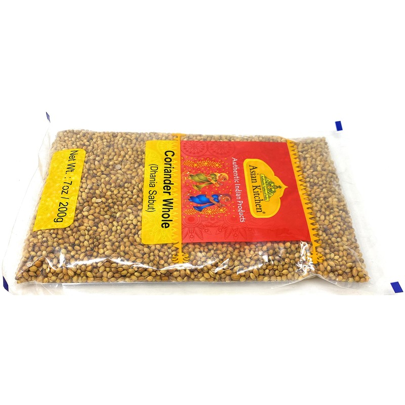 Asian Kitchen Coriander (Dhania) Seeds Whole, Indian Spice 7oz (200g)