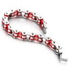 COOLSTEELANDBEYOND Masculine Mens Bike Chain Bracelet of Stainless Steel Red