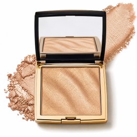 Paleta iluminadora brillante, maquillaje iluminador facial brillante champán, acabado radiante natural, polvo horneado suave brillante, brillo facial 