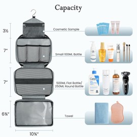 Maliton Toiletry Bag for Men & Women | Large Toiletry Bags for Traveling | Hanging Compact Hygiene Bag with 4 Compartments | Waterproof Bathroom Shower Bag（Grey）