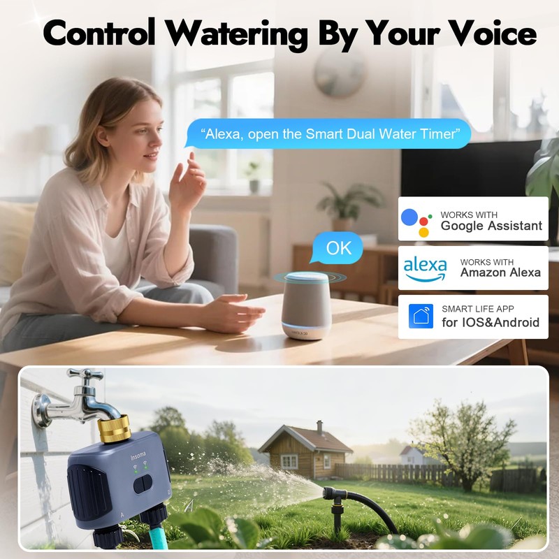WiFi Water Timer for Garden Hose with Brass Inlet,Smart Hose
