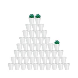vensovo 48 Pcs 2" Tiny Terracotta & Terra Cotta Pots with Drainage - White Small Mini Clay Ceramic Pottery Planter Ideal for Indoor/Outdoor Plants, Crafts, Wedding Favors