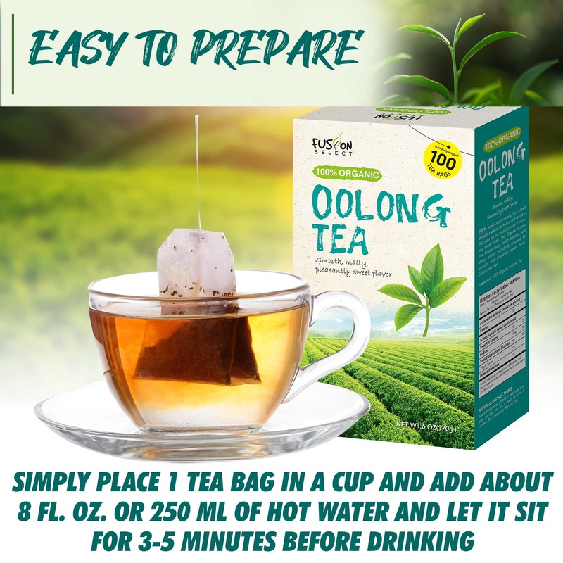 Fusion Select Organic Oolong Tea Bags - Smooth, Mildly Sweet