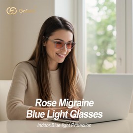 Goiteia FL-Rose Migraine Glasses - Light Sensitivity Glasses Against Fluorescent LED Bezels, Photophobia and Screen Glare - Spring Temple for Better Comfort, Day-fl-rose - Relieves migraines