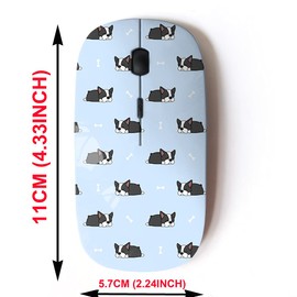 mouse inalámbrico de 2,4 G con bonito diseño de patrón para todos los portátiles y computadoras de computadora con nano receptor, Boston Terrier Puppy Sleeping